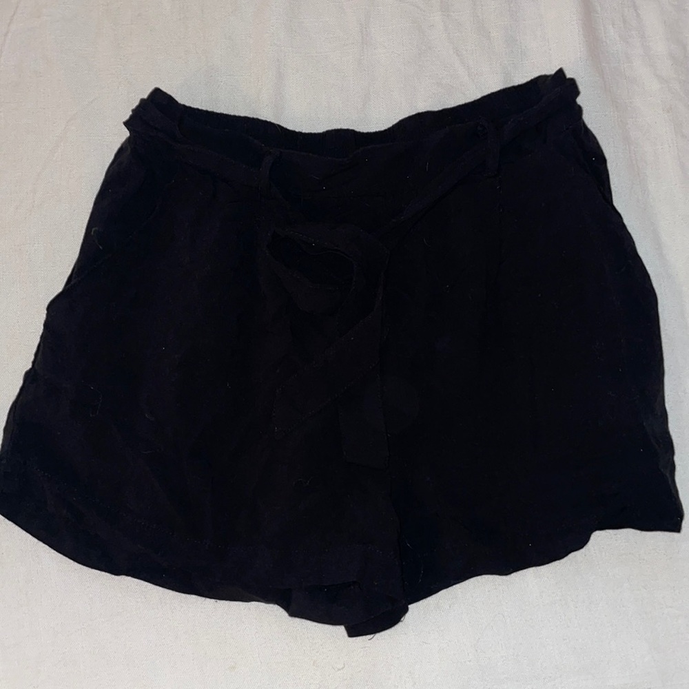 Black High waisted tie shorts